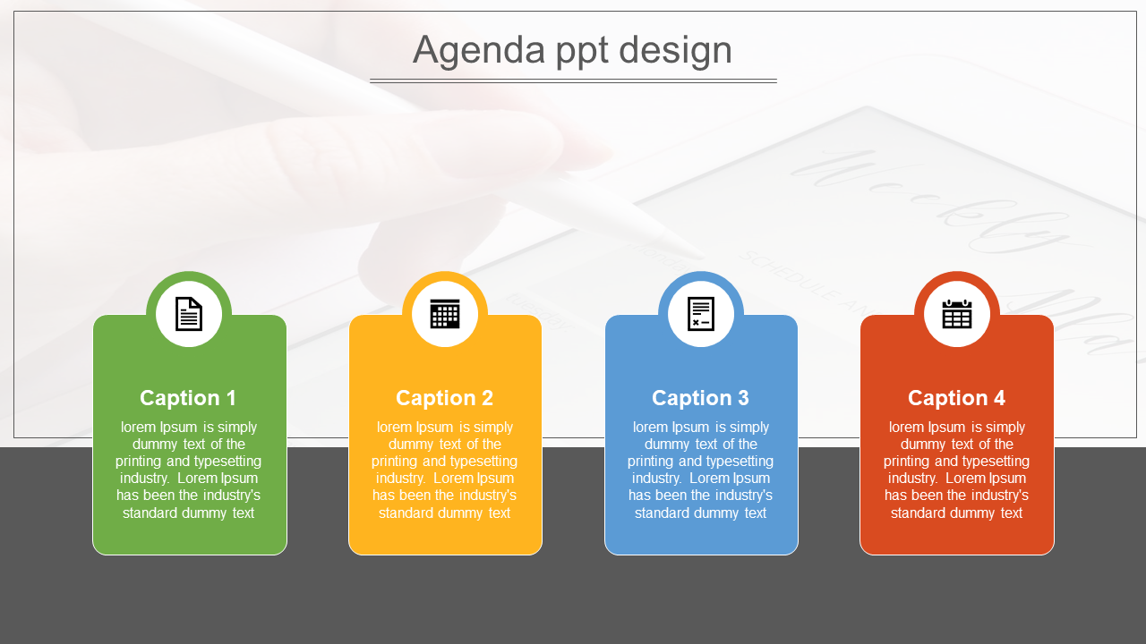 Multicolored Agenda PPT Design Template and Google Slides